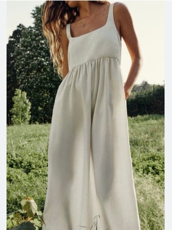 ZARA Dresses & Skirts - Zara Linen Cream Ivory Midi Dress Size XS Beige Minimalist Slip Sundress